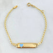 Pulso Bebé Espiga Placa Rectangular Corazón 1.75gr / 12cm-14cm / 1.6mm Resina Azul Graduable Oro Amarillo 18K
