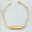 Pulso Bebé Espiga Placa Rectangular Trebol 1.7gr / 15cm-16cm / 1.6mm Resina Perlada Graduable Oro Amarillo 18K ©