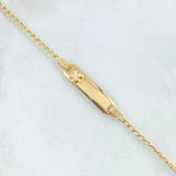 Pulso Bebé Espiga Placa Rectangular Trebol 1.7gr / 15cm-16cm / 1.6mm Resina Perlada Graduable Oro Amarillo 18K ©