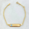 Pulso Bebé Espiga Placa Rectangula Trebol 1.7gr / 12cm-14cm / 1.6mm Resina Azul Graduable Oro Amarillo 18K