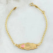 Bracelet Baby Spike Cloud Heart Plate 1.8gr / 12cm-14cm / 1.6mm Fuchsia Resin Adjustable 18K Yellow Gold