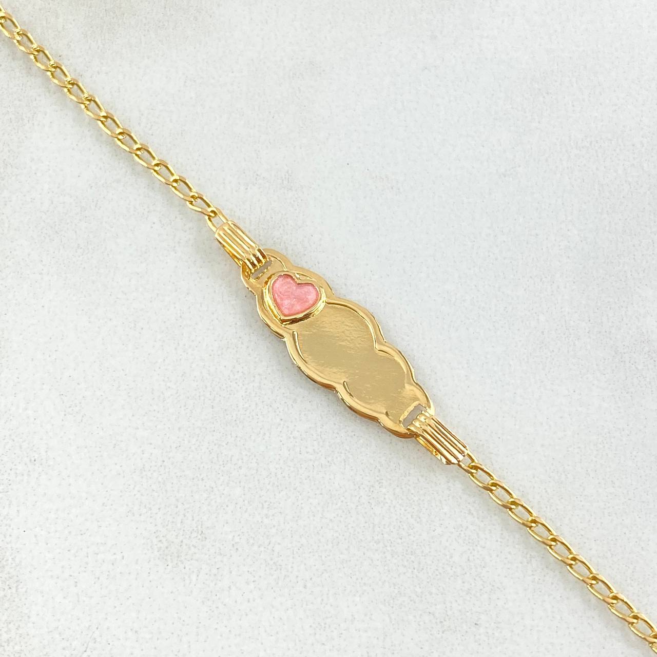 Bracelet Baby Spike Cloud Heart Plate 1.8gr / 12cm-14cm / 1.6mm Fuchsia Resin Adjustable 18K Yellow Gold