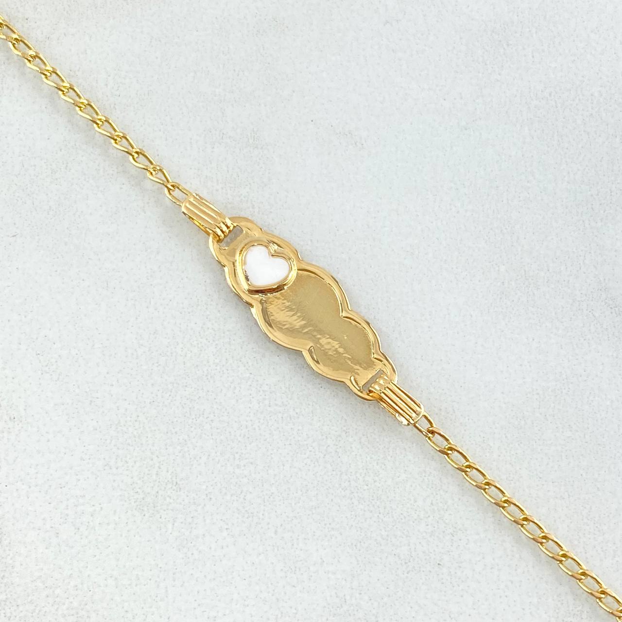 Bracelet Baby Spike Plate Cloud Heart 1.75gr / 12cm-14cm / 1.6mm Adjustable White Resin Yellow Gold 18K