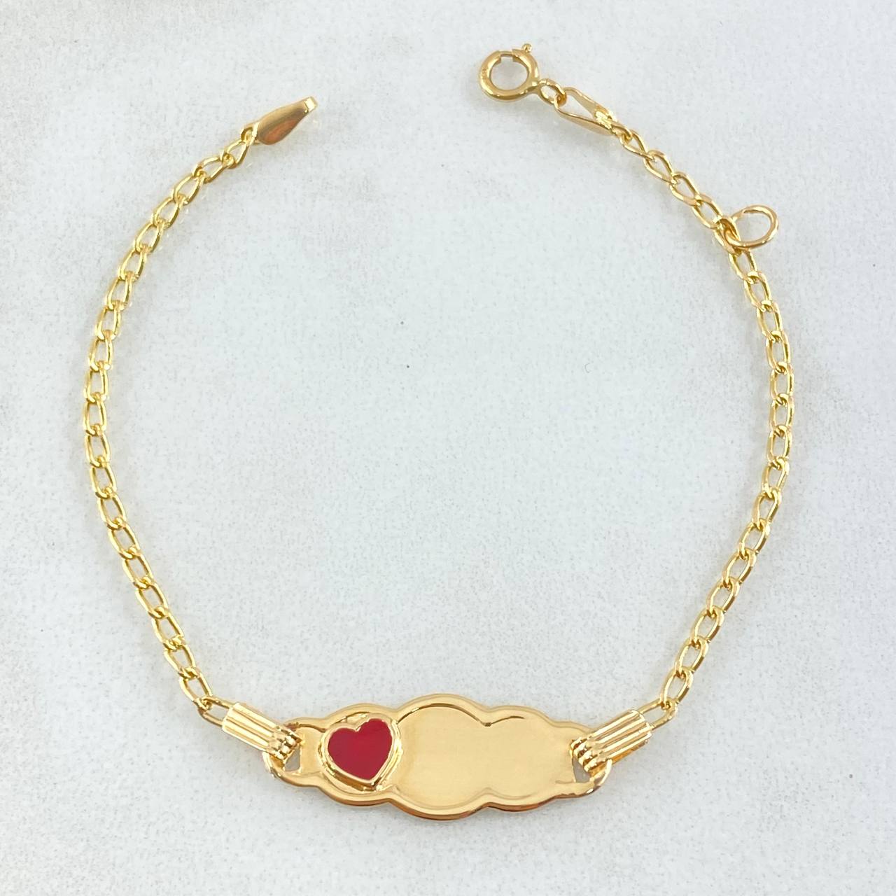 Pulso Bebé Espiga Placa Nube Corazón 1.7gr / 12cm-14cm / 1.6mm Resina Roja Graduable Oro Amarillo 18K