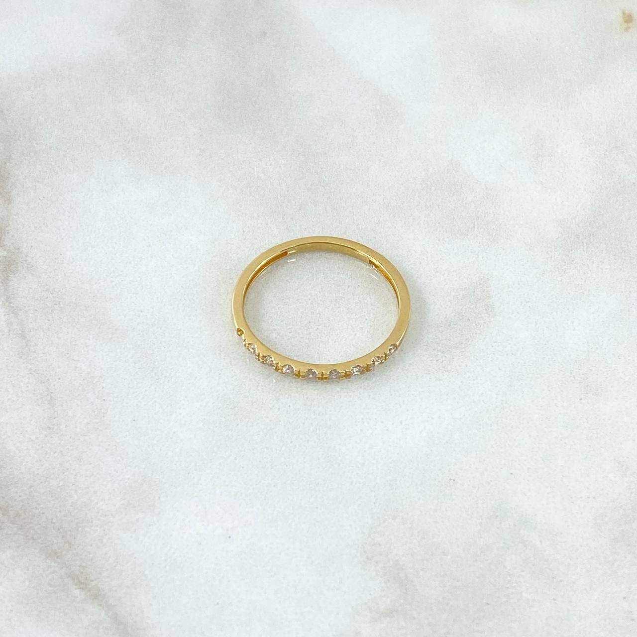 Ring Eyes Thick Rail 1.55gr / T7 3/4 / White Zirconia Yellow Gold 18K