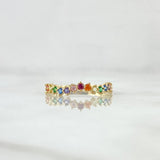 Anillo Ola Carril 1.15gr / T5 1/2 / Circones Multicolor Oro Amarillo 18K
