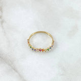 Anillo Ola Carril 1.15gr / T5 1/2 / Circones Multicolor Oro Amarillo 18K