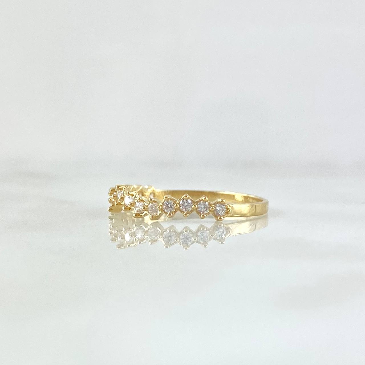 Anillo Ola Carril 1.25gr / T6 3/4 / Circones Blancos Oro Amarillo 18K