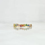 Anillo Ola Carril 1.2gr / T7 1/4 / Circones Multicolor Oro Amarillo 18K