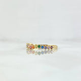 Anillo Ola Carril 1.2gr / T7 1/4 / Circones Multicolor Oro Amarillo 18K