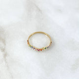 Anillo Ola Carril 1.2gr / T7 1/4 / Circones Multicolor Oro Amarillo 18K