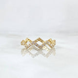 Stylized Zig Zag Ring 1.6gr / T5 3/4 / White Zirconia Yellow Gold 18K