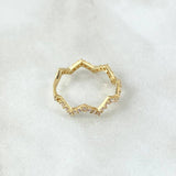 Anillo Zig Zag Estilizado 1.65gr / T5 1/2 / Circones Blancos Oro Amarillo 18K