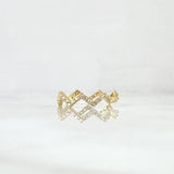 Stylized Zig Zag Ring 1.6gr / T5 3/4 / White Zirconia Yellow Gold 18K