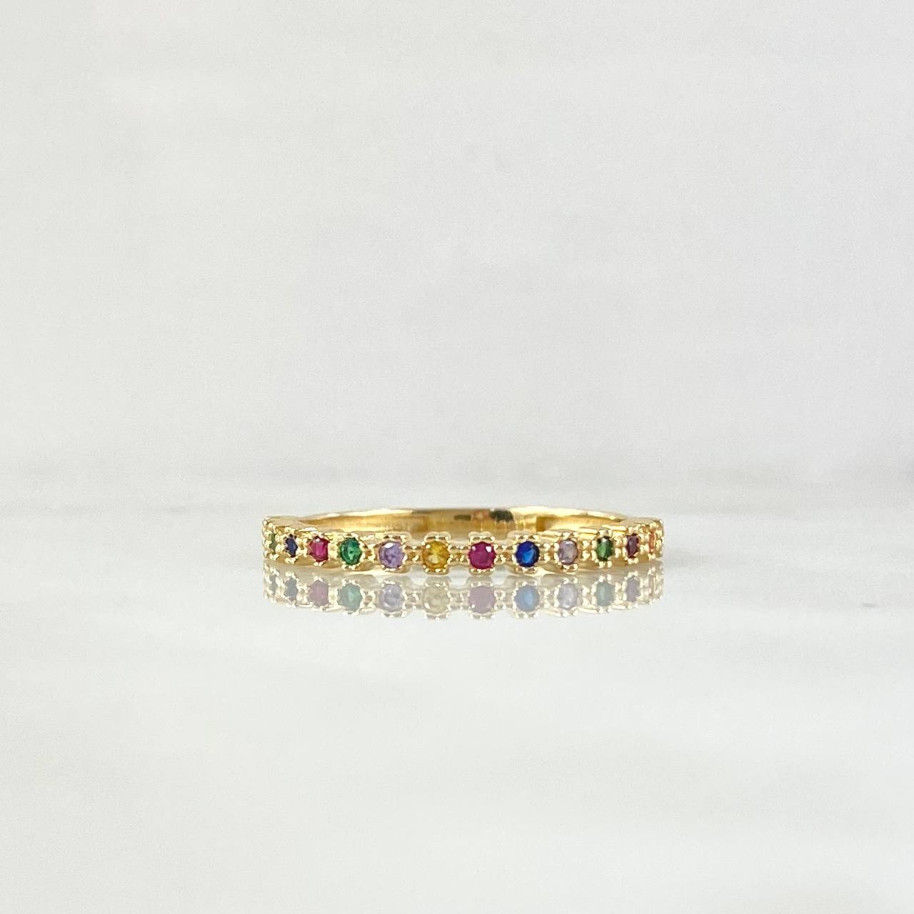 Anillo Ojos Carril Tupido Arcoiris 1.55gr / T6 1/2 / Circones Multicolor Oro Amarillo 18K