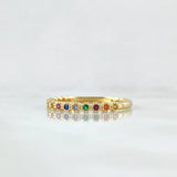 Anillo Ojos Carril Tupido Arcoiris 1.55gr / T6 1/2 / Circones Multicolor Oro Amarillo 18K