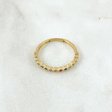 Anillo Ojos Carril Tupido Arcoiris 1.55gr / T6 1/2 / Circones Multicolor Oro Amarillo 18K