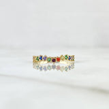 Wave Ring Track 1.15gr / T5 1/4 / Multicolor Zirconia Yellow Gold 18K