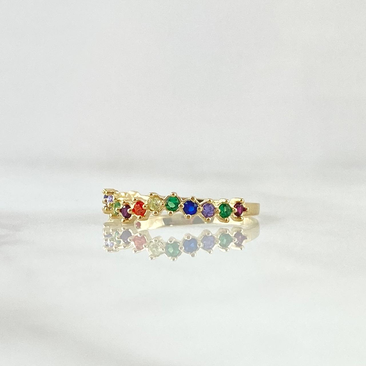 Wave Ring Track 1.15gr / T5 1/4 / Multicolor Zirconia Yellow Gold 18K