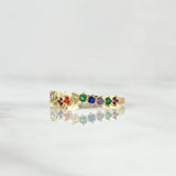 Wave Ring Track 1.15gr / T5 1/4 / Multicolor Zirconia Yellow Gold 18K