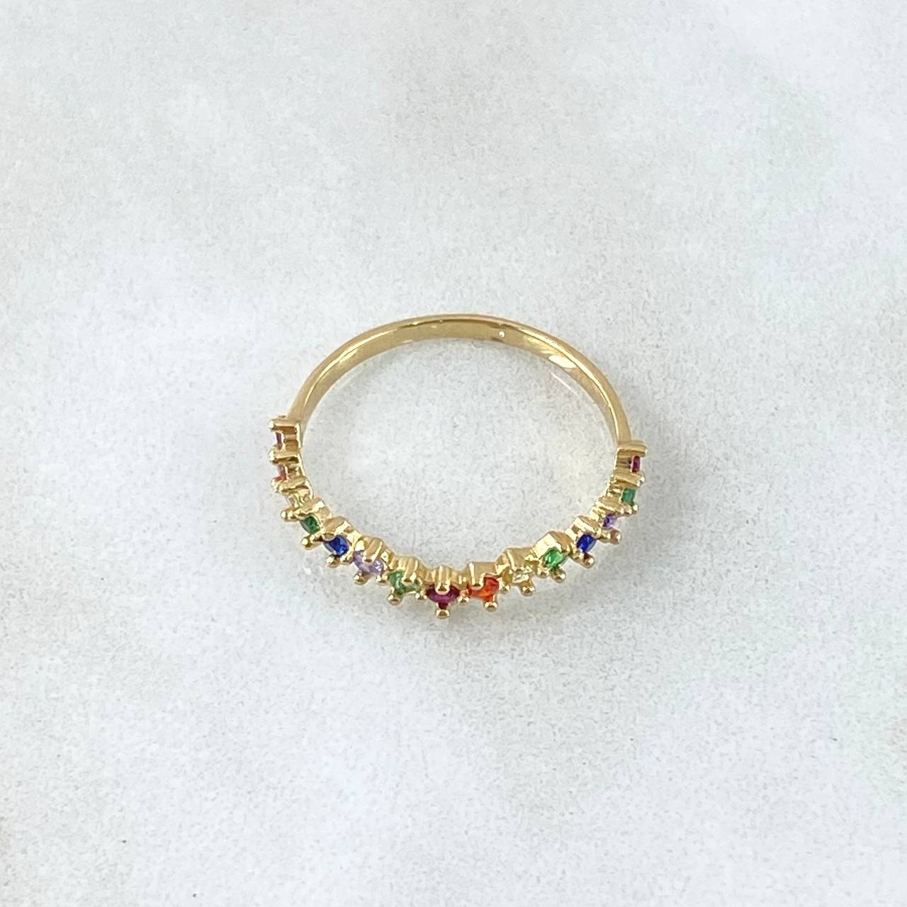 Wave Ring Track 1.15gr / T5 1/4 / Multicolor Zirconia Yellow Gold 18K