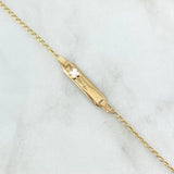 Pulso Bebé Espiga Placa Rectangular Trebol 1.85gr / 13cm-14cm / 1.6mm Resina Blanca Graduable Oro Amarillo 18K *