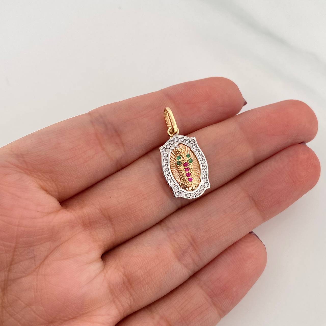 Virgin of Guadalupe Pendant 2.2 g / 1 in Three Golds 18K