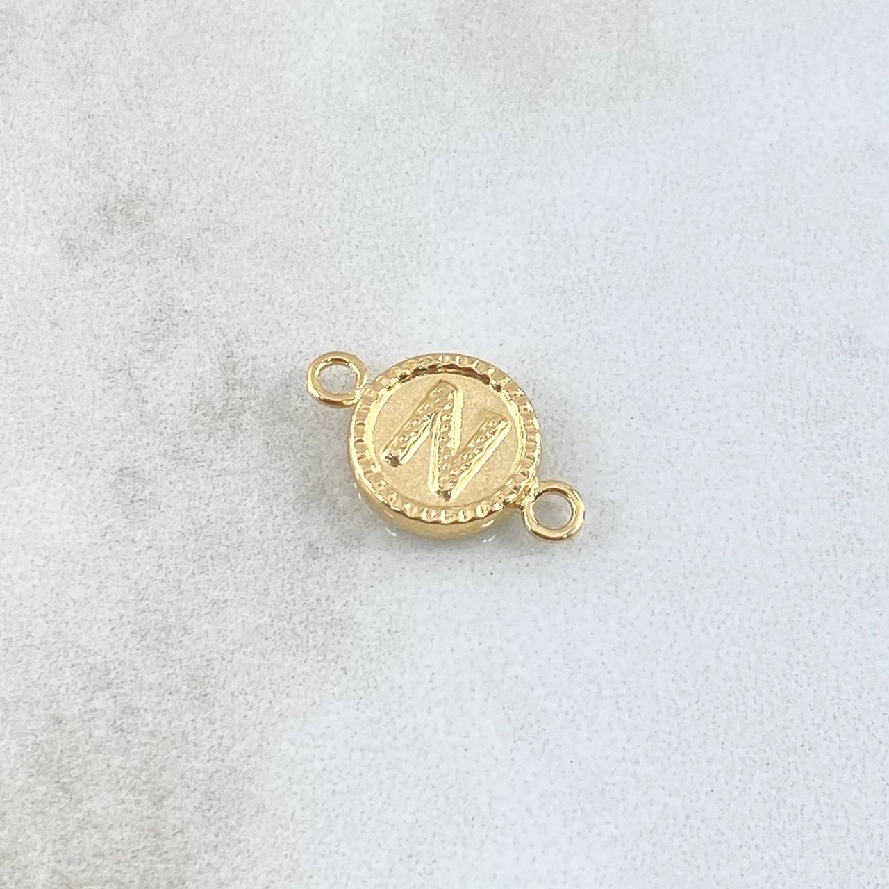 Charm Letter N 0.65gr / 0.7in / Bordered Circle 18K Gold ©