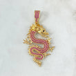 Pendant Dragon 8.6gr / 5.3cm / Fuchsia Zircons Yellow Gold