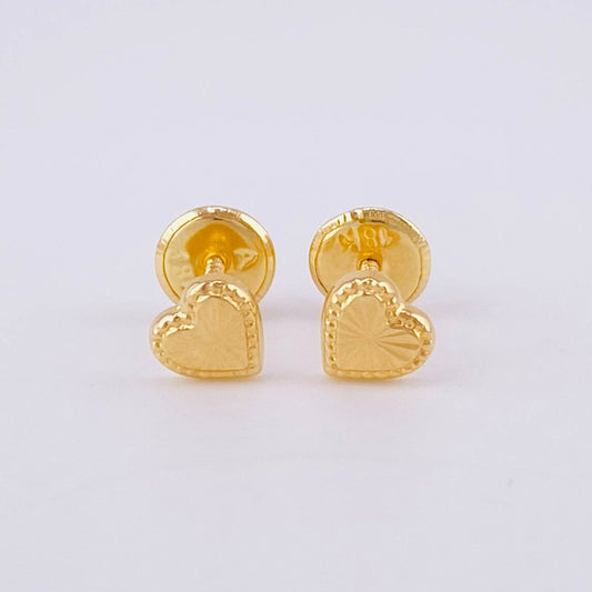 Diamond Cut Heart Stud Earrings 0.5g / in / 5mm Yellow Gold 18K