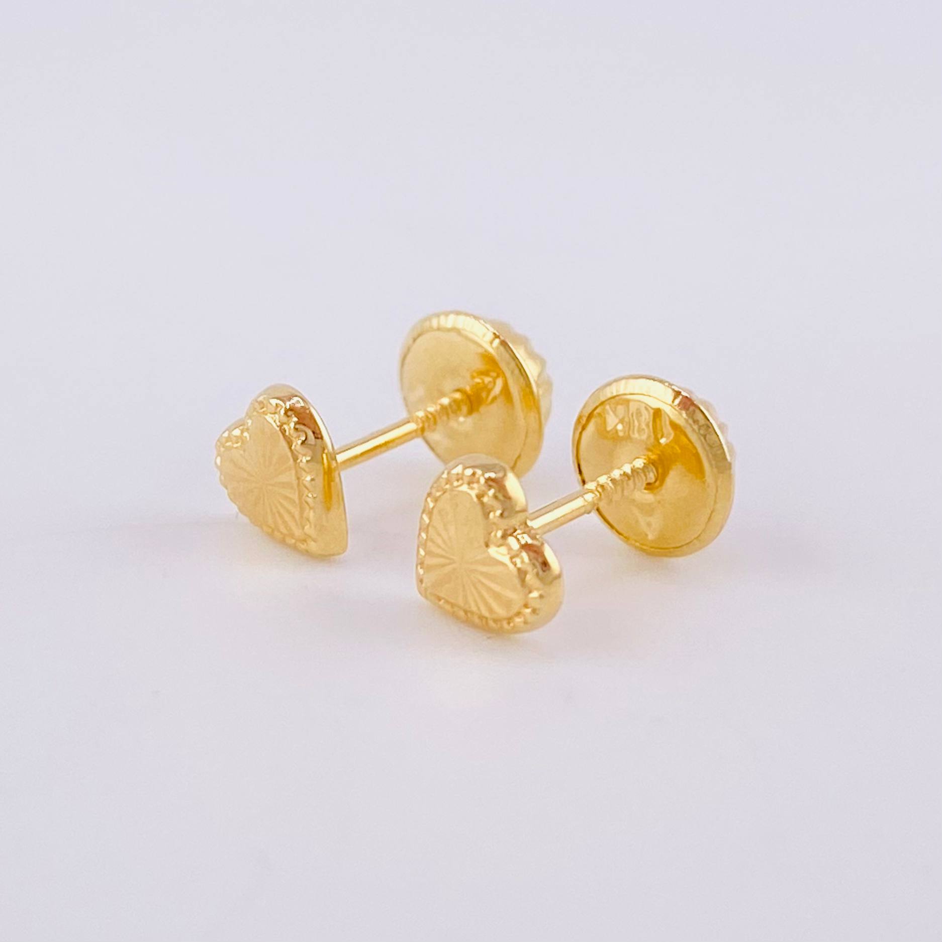 Diamond Cut Heart Stud Earrings 0.5g / in / 5mm Yellow Gold 18K