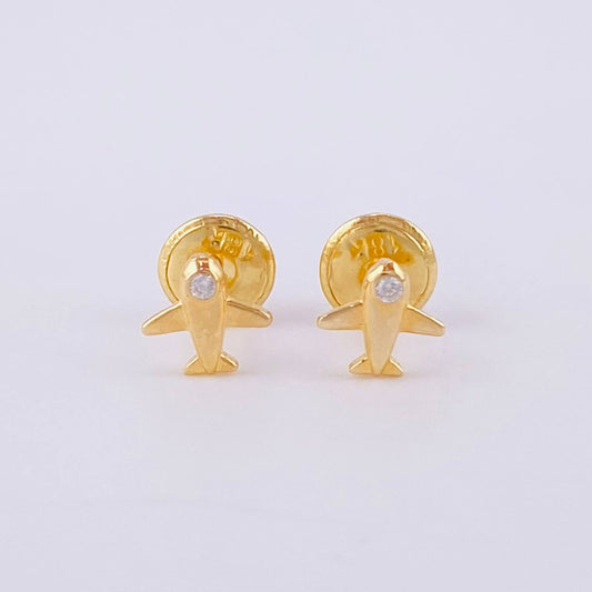 Stud Earrings Airplane 0.6g / in / 5.7mm Yellow Gold 18K