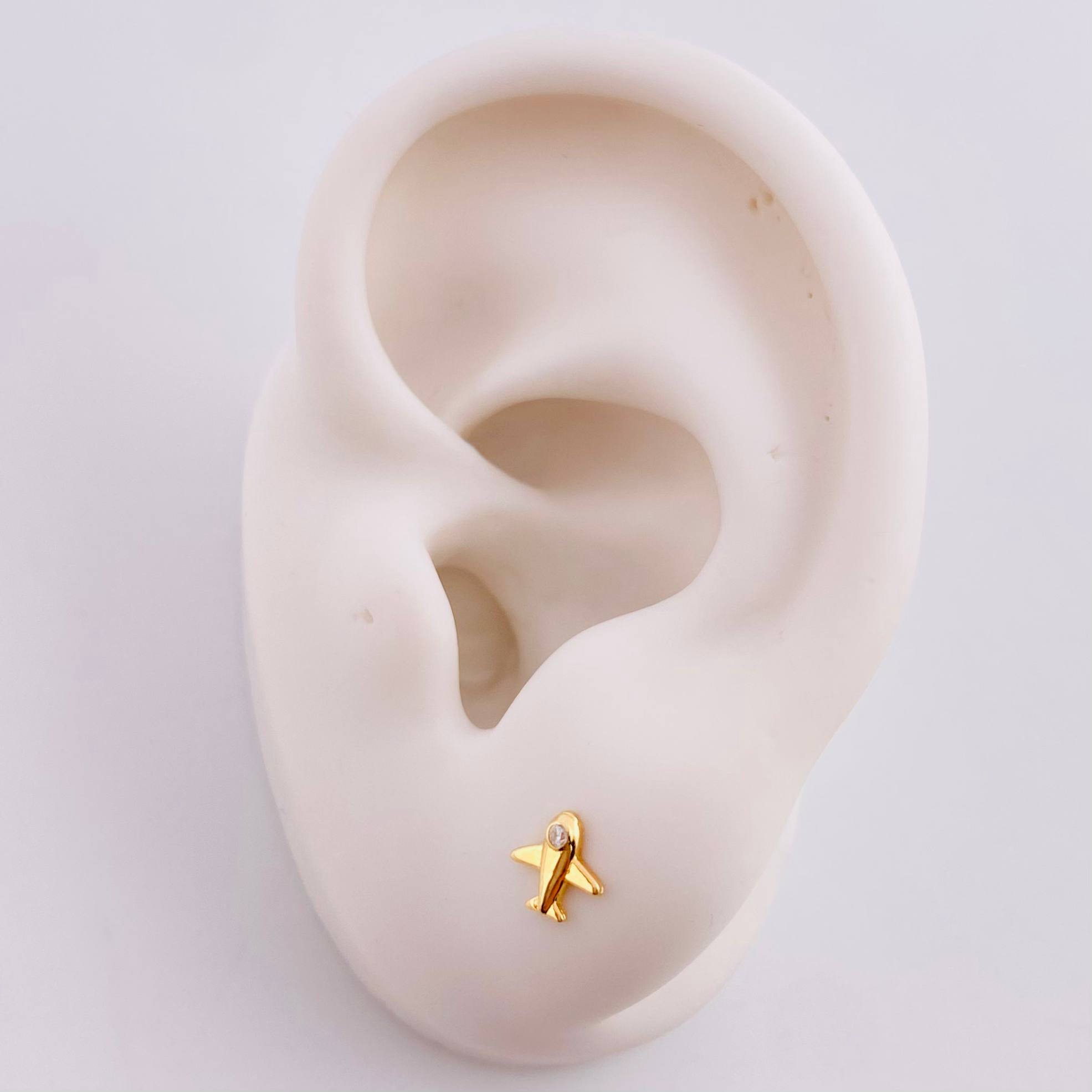 Stud Earrings Airplane 0.55g / in / 5.5mm Yellow Gold 18K