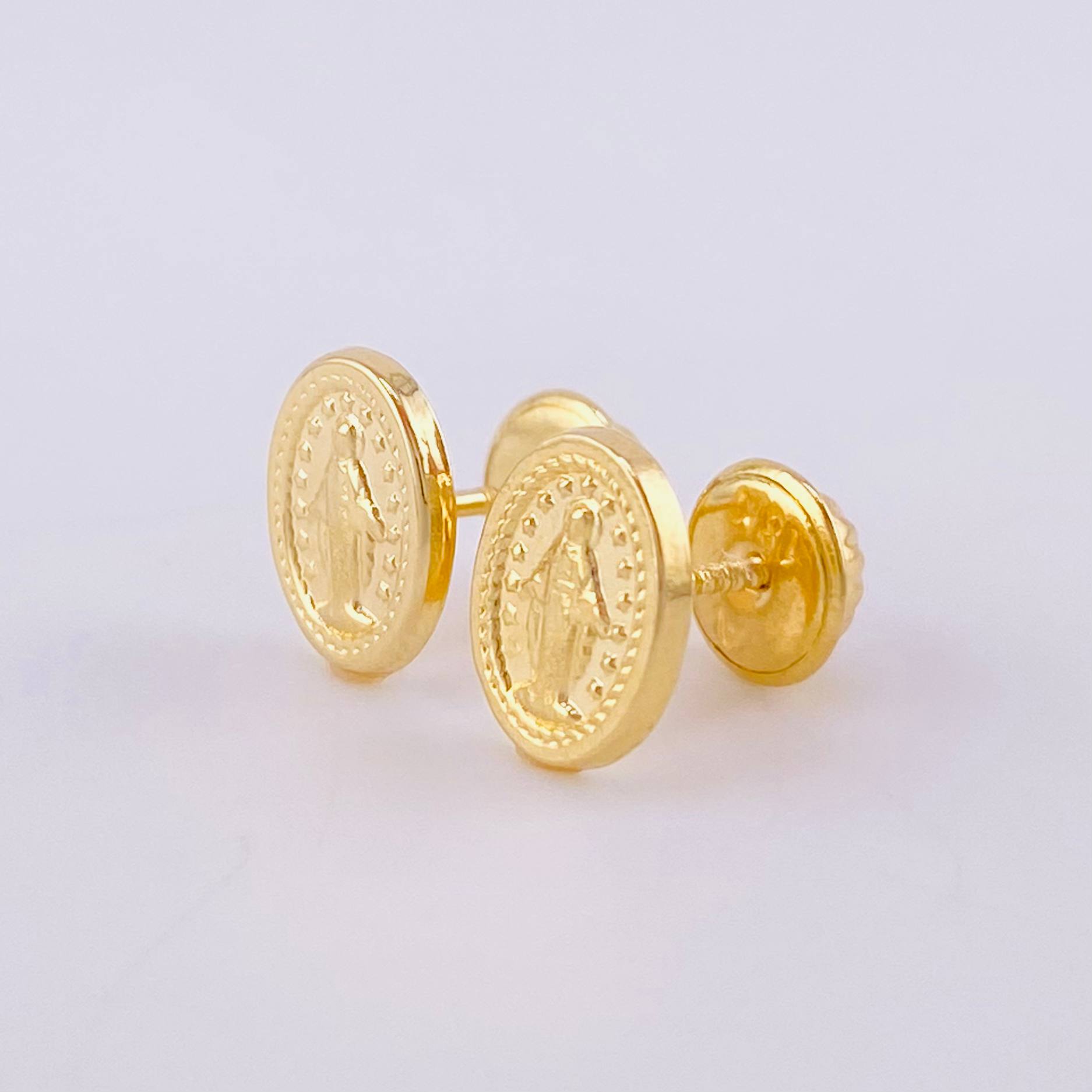 Stud Earrings Virgen Milagrosa 0.7g / in / 8.2mm Yellow Gold 18K