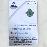 Halo Ring Thick Drop 6.45gr / T6 1/4 / Emeralds 1.13 Qts Diamonds 34pts 18K Yellow Gold (Jewel) ©