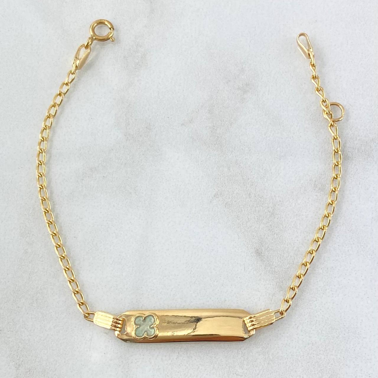 Bracelet Wheat Chain Bracelet Rectangular Plate Clover 1.65gr / 5.9in-6.3in / 1.6mm Green Resin Adjustable 18K Gold ©