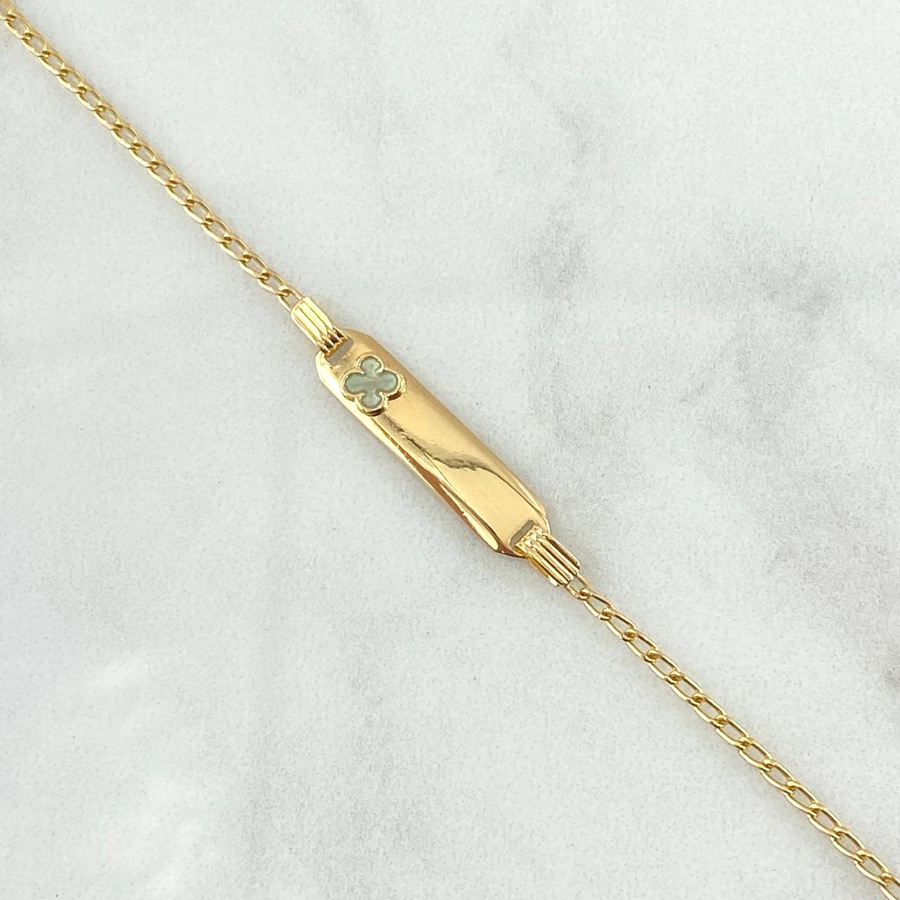 Bracelet Wheat Chain Bracelet Rectangular Plate Clover 1.65gr / 5.9in-6.3in / 1.6mm Green Resin Adjustable 18K Gold ©