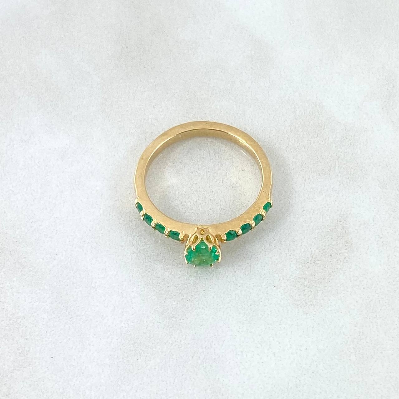 Ring Solitaire Scepter 2.9gr / T6 / Emeralds 64pts Yellow Gold 18K (Jewel) ©