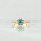 Driada Flower Ring 1.95gr / T6 3/4 / Emerald 9pts Diamonds 16pts Yellow Gold 18K (Jewel) ©