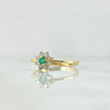 Driada Flower Ring 1.95gr / T6 3/4 / Emerald 9pts Diamonds 16pts Yellow Gold 18K (Jewel) ©