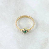 Driada Flower Ring 1.95gr / T6 3/4 / Emerald 9pts Diamonds 16pts Yellow Gold 18K (Jewel) ©