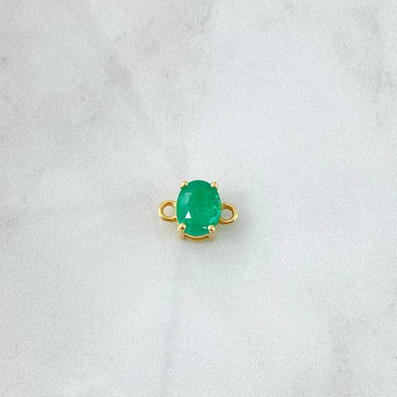 Herraje Ovalo Cuatro Garras 1.4gr / 1.2cm / Esmeralda 1.66 Qts Oro Amarillo 18K (Joya) ©