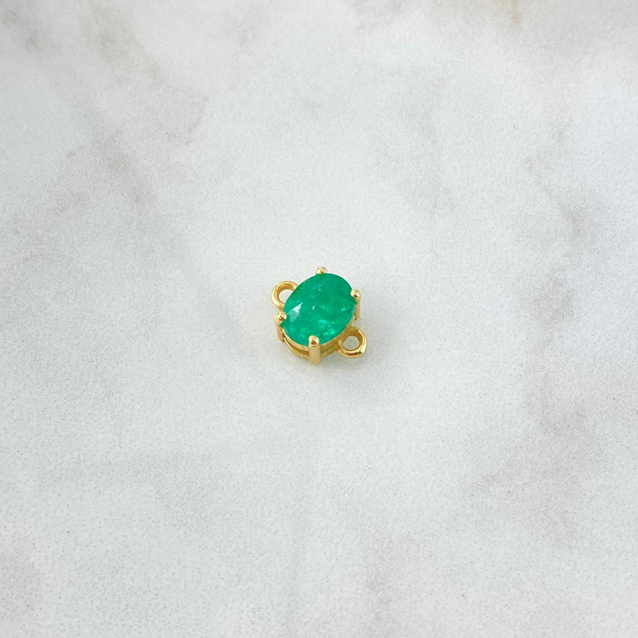 Herraje Ovalo Cuatro Garras 1.4gr / 1.2cm / Esmeralda 1.66 Qts Oro Amarillo 18K (Joya) ©