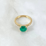 Ring Circle Four Claws 3.9gr / T6 1/2 / Emerald 1.42 Qts Diamonds 34pts Yellow Gold 18K (Jewel) ©