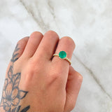 Ring Circle Four Claws 3.9gr / T6 1/2 / Emerald 1.42 Qts Diamonds 34pts Yellow Gold 18K (Jewel) ©