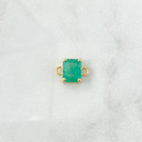 Herraje Rectangular Cuatro Garras 1.35gr / 1.2cm / Esmeralda 1.73 Qts Oro Amarillo 18K (Joya) ©