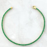 Pulso Tennis Doble Faz 7.55gr / 19cm / 2.2mm Esmeraldas 2.66 Qts Circones Blancos Oro Amarillo 18K (Joya) ©