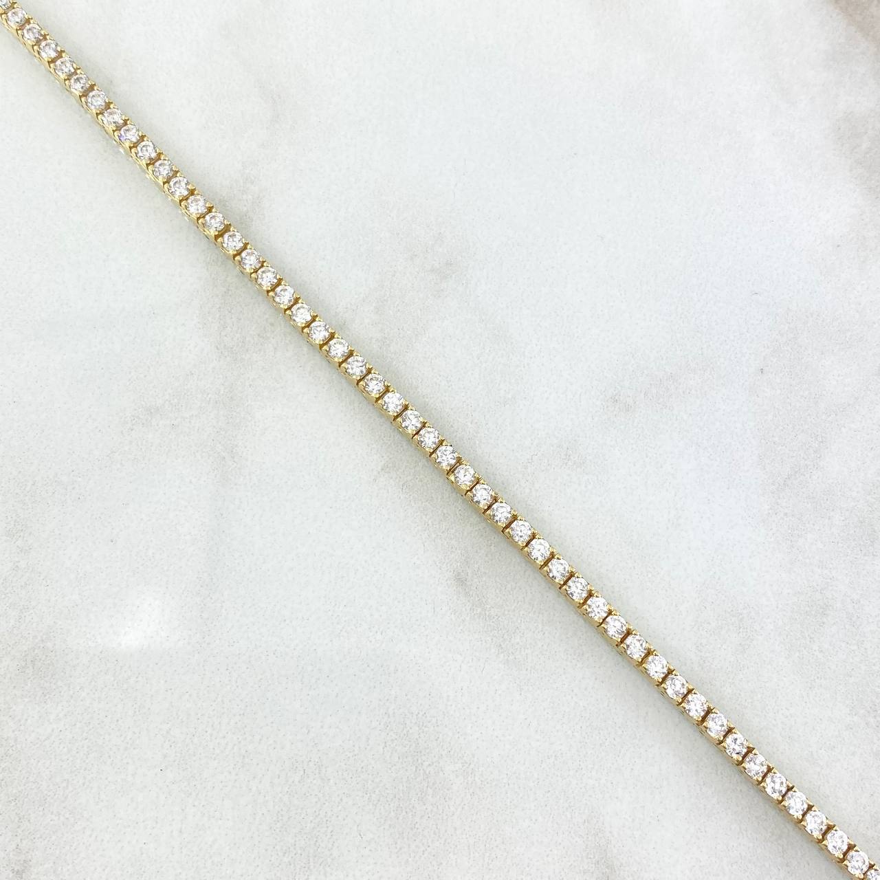 Pulso Tennis Doble Faz 7.55gr / 19cm / 2.2mm Esmeraldas 2.66 Qts Circones Blancos Oro Amarillo 18K (Joya) ©