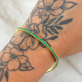 Pulso Tennis Doble Faz 7.55gr / 19cm / 2.2mm Esmeraldas 2.66 Qts Circones Blancos Oro Amarillo 18K (Joya) ©