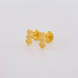 Stud Earrings Trio Hearts 0.85g / in / 6.5mm Yellow Gold 18K